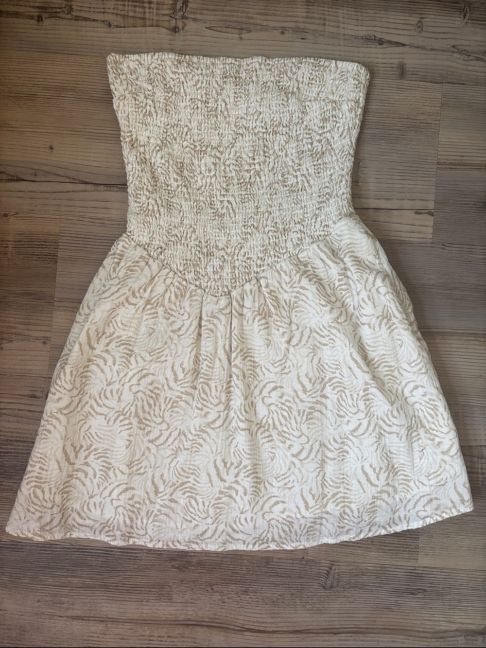 Universal Thread Cream Smocked Strapless dress
